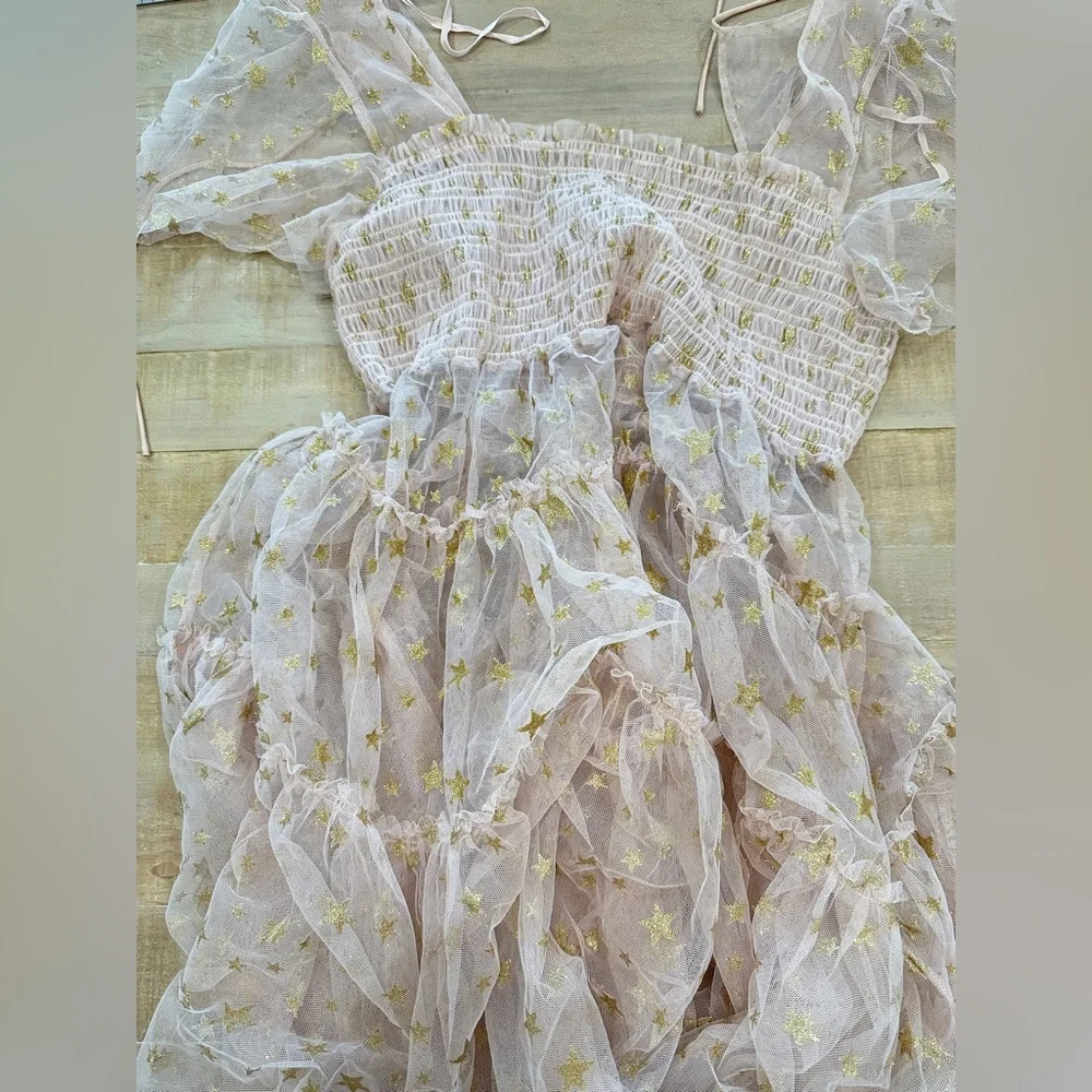 Free People Starbright Dress metallic gold bodice long tunic - Picture 11 of 16